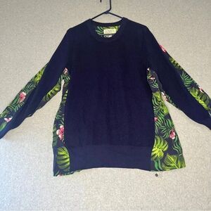 Sandrine Rose X Free People Women’s French Worker Sweater Navy Tropical‎ Print